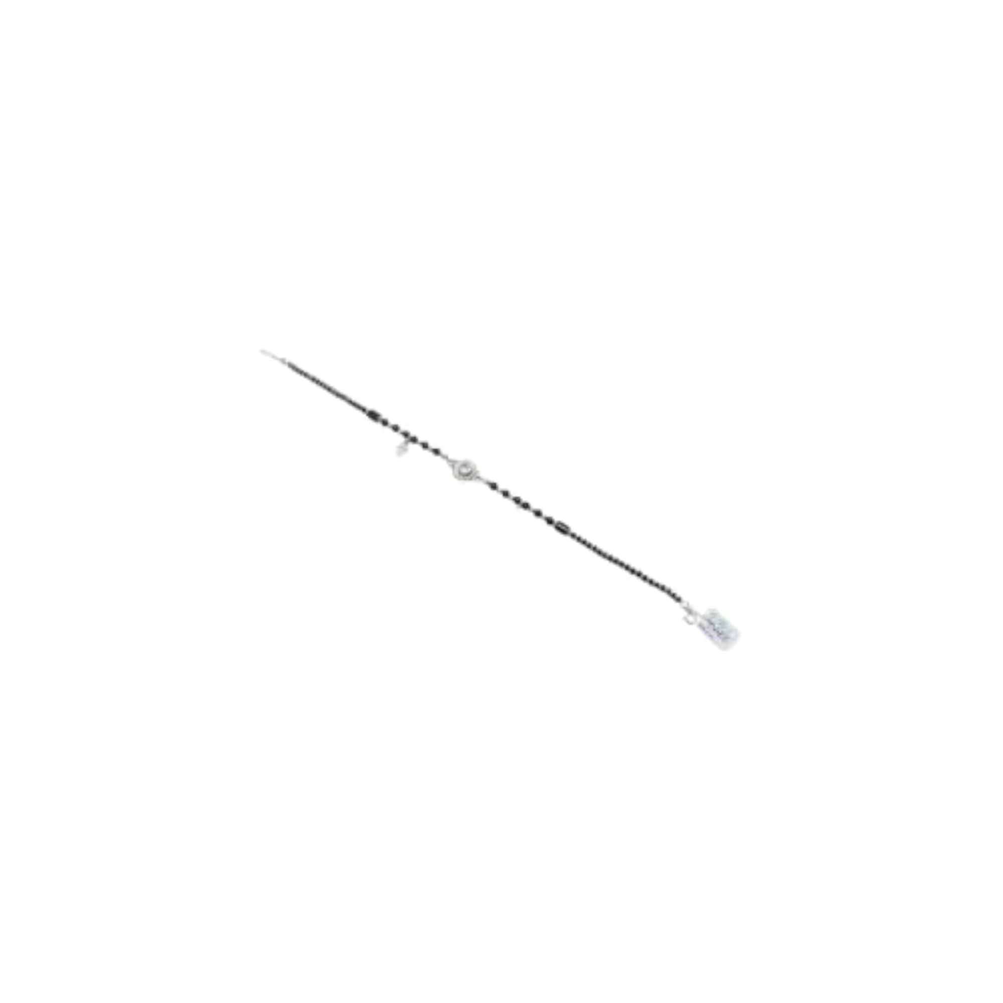 Black Onyx & Cubic Zirconia 925 Sterling Silver Anklet